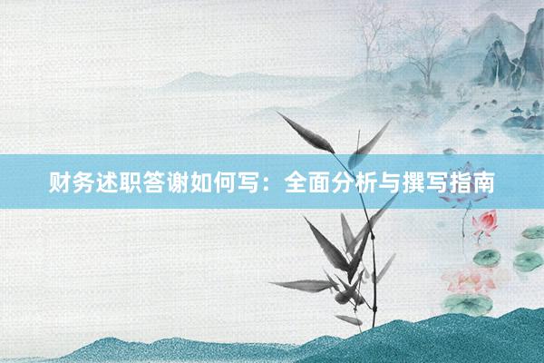 财务述职答谢如何写：全面分析与撰写指南